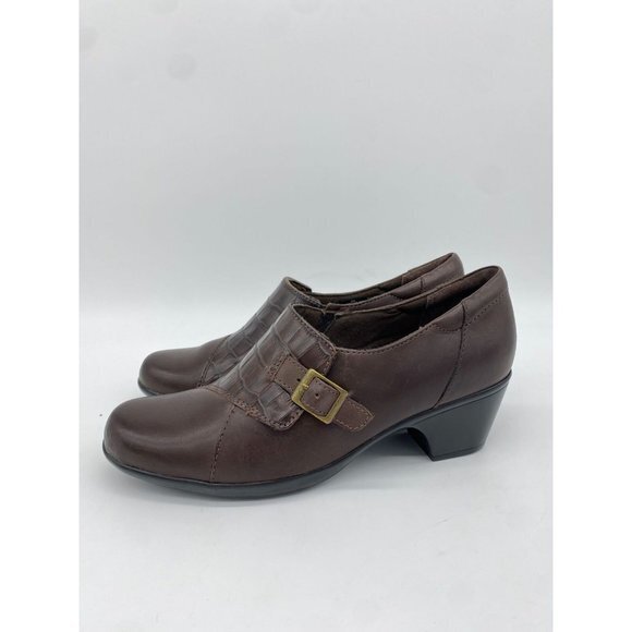 Clarks‎ Bendables Boots Womens 8M Brown Leather Slip On Ankle Ladies 62706 - Picture 1 of 8